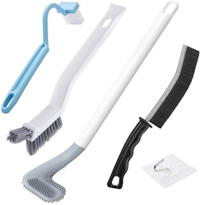 Toilet Brush, Deep Cleaner Silicone Toilet Brushes with Long Handle, Toilet Rim Corner Crevice and Tile Grout Groove Gap Cleaning Brush for Home, Bathroom, Shower, Small Spaces