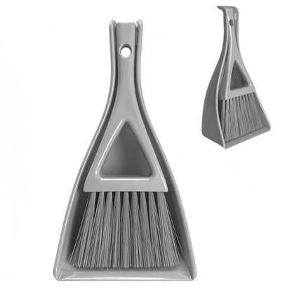 Dust Pan Broom Brush Dustpan -Mini Broom and Dustpan Combo Set, Handheld Sweeper Cleaning for Tables, Keyboards, Guinea Pig Cage, and Cat Litter, etc. (Grey) - color: Gray