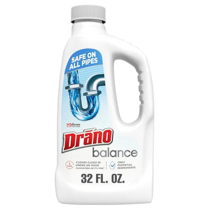 Drano Balance Drain Clog Remover and Cleaner, Non-Corrosive Formula, Safe on All Pipes and Septic Tanks, Formulated Using Only Essential Ingredients, 32 Fl Oz - size: 32 Fl Oz (Pack of 1)