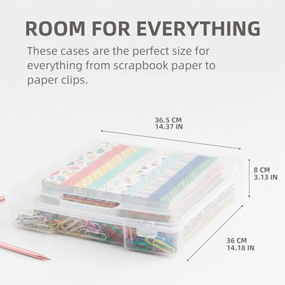 novelinks Rolling Storage Cart, 6-Tier, for 12" x 12" Paper & Scrapbook Supplies—White, 6 Clear Cases & Built-in Handles, Holds Yarn, Vinyl, Stationery, Art, Craft, and Office Tools