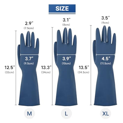 HOMSSEM Dishwashing Gloves - 2 Pairs Premium Rubber Gloves for Cleaning - Urban Gray, Green, Blue - color: Blue + Green - Medium