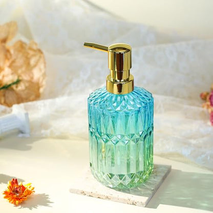 YunNasi Soap Dispenser with Pump, Refillable Liquid Hand Soap Dish Soap Dispensers for Bathroom Counter, Kitchen Sink (Bluegreen) - color: Bluegreen