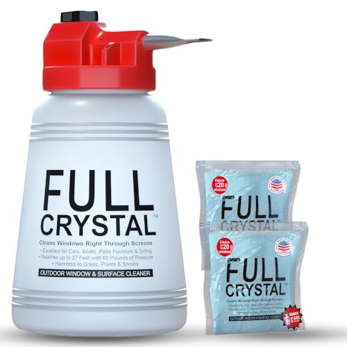 Full Crystal Window Cleaning Kit – 8 oz Glass Cleaner and Bottle with 27 ft Reach, Each 4 oz Bag Makes Up to 640 fl oz, Cleans Up to 40 Windows, Scrub-Free, Rinse-Free - style: 4 Ounce (Pack of 2)
