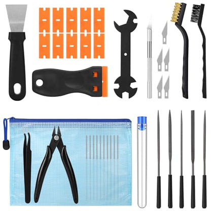 38PCS 3D Printer Tools, 3D Printer Tool Kit with Nozzle Cleaner, Scraper, Files, Wire Cutter, Craft Knife, Wrench & Tweezers for 3D Printing Cleaning, Finishing and Removing - style: 38-Piece Kit