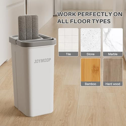 JOYMOOP Microfiber Replacement Pads for 13" Flat Mop System, Reusable Refills, 2-Pack, Grey and Stripe - color: 2 Pcs 13" - 1 Grey + 1 Stripe, size: 13.0 × 4.9 Inch