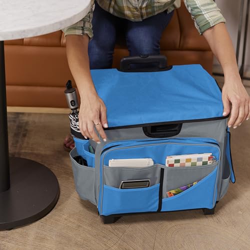 ECR4Kids Universal Rolling Cart with Canvas Organizer Bag, Mobile Storage, Blue/Grey - color: Blue