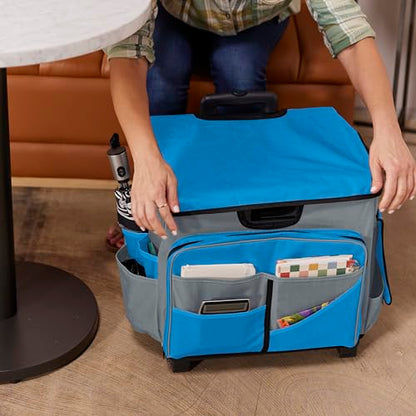 ECR4Kids Universal Rolling Cart with Canvas Organizer Bag, Mobile Storage, Blue/Grey - color: Blue