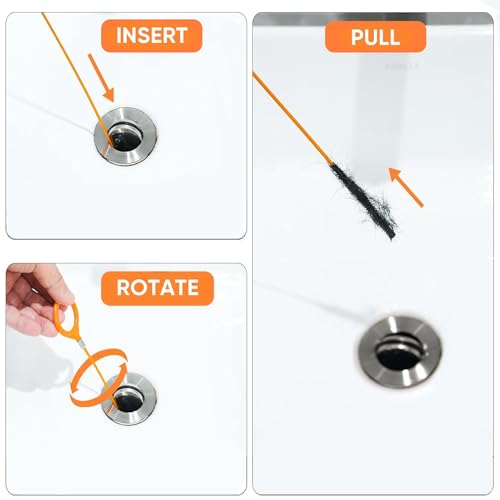 Drain Snake，Plumbing Drain Clog Remover, Gutter Cleaning Tools for Toilet Shower Kitchen Bathroom Tub, Clogged Drains Opener Cleaning Tool, Flexible Grabber Claw Pick Up Reacher (61 IN)