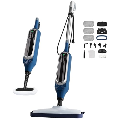 12 in 1 Steam Mop, Detachable Handheld Steam Cleaner for Home, 23FT Cord, for Hardwood Floor Cleaning, Tile, Carpet, Furniture, Clothes, Windows, Blue - color: Blue