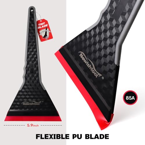 Professional Window Tint Tools Triangle Squeegee PPF Tool - 2 Pack | Long Handle Scraper, TPU Rubber Blade, Water Removal Tool, Auto Tinting Film Installing, Windshield Rear Glass Cleaning