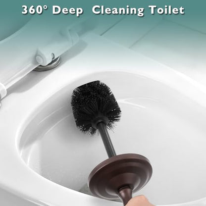 Bronze Toilet Brush and Holder Set, Stainless Steel Toilet Brush for Bathroom,Heavy Duty Bronze Toilet Bowl Brush and Holder,Deep Cleaning Modern Toilet Cleaner Brush -Space Saving, Covered Brush - color: Bronze