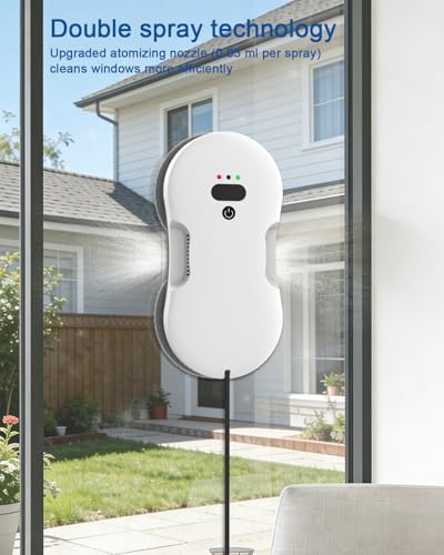 Window Cleaning Robot, Automatic Window Cleaner Robot with Dual Spray, Edge Detection, Intelligent Path Planning, 3000pa Strong Suction, Anti-Drop Protection for Glass