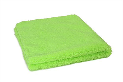 Autofiber [Elite] Edgeless Two-Pile Microfiber Detailing Towel (16"x16") Green - 10 Pack | All-Purpose Detail Rag | High-Pile, Low-Pile | Interior Towel