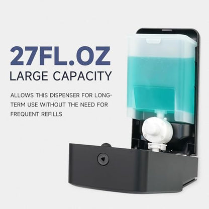 AIKE Wall Mount Liquid Soap Dispenser for Commercial Bathroom 27oz Large Capacity Manual Push Pump Black - color: Black