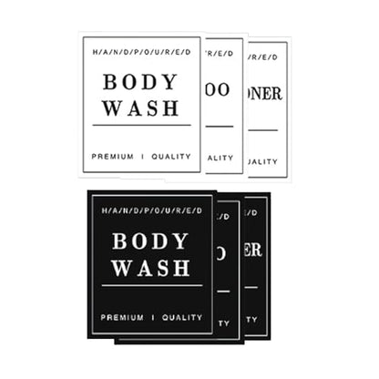 Cabo Deseado Shampoo Conditioner Body Wash Dispenser Labels Bathroom Waterproof Labels - color: Black