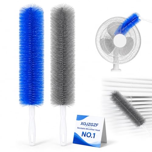 Bendable Microfiber Head, Reusable Dust Remover, High Ceiling Fan Cleaning Brush, Long Damp Duster for Cobweb, Air Conditioner Cleaner, Car Ac Vent Brushes, Blind Washable Dusters Kit Tool(2*Mixed) - color: 2*mixed