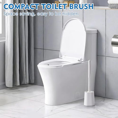 2 Pack Toilet Brush for Bathroom, Toilet Brush and Holder Set, Toilet Bowl Brush with Long Handle for Drip-Proof Deep Cleaning with Hidden Scrubber Brush White