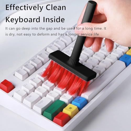 5 in 1 Keyboard Cleaning Brush Kit,Multifunctional Earbuds Cleaner with Keycap Puller,Cleaning Tools for Mechanical Keyboard,PC Laptop and Earphone (Red) - color: Red