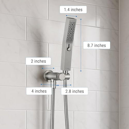 G-Promise All Metal Handheld Shower Set with 3-Function Showerwand, included Handheld Holder to Control on/off Switch and 71 Inch Tangle-Free Stainless Steel Hose Brushed Nicke - color: Brushed Nickel