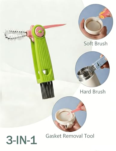 Baby Bottle Brush, 5 in 1 Bottle Cleaner Brush Set with Nylon and Silicone Bottle Brush, Straw Brush, Bottle Brush with Nipple Cleaner and Suction Cup, Cup Lid Cleaner Brushes Kit, BPA-Free (Green) - color: Green-nylon & Silicone Brush