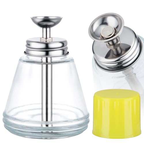 Noverlife 6Oz / 180ml Clear Acetone Pump Dispenser with Cap, Cone Glass Rubbing Alcohol Dispenser Push Down Nail Polish Remover Pump for Makeup Remover, Leak-Proof Press Glass Bottle for Makeup - color: A - 1pcs - Clear Cone Shaped