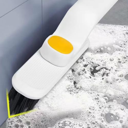 Veemoon 2pcs Rotating Crevice Cleaning Brush for Bathroom and Floor Gaps, Small Multifunctional Groove Scrub Brush Long Handle for Window Track and Narrow Space Cleaning, Plastic Bristles,