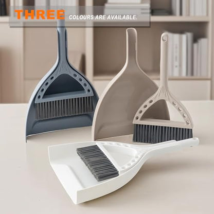 Mini Broom and Dustpan Set Small Dust pan and Brush Set Perfect for Desk Office Camping Dorm RV Essentials (Khaki) - color: Khaki