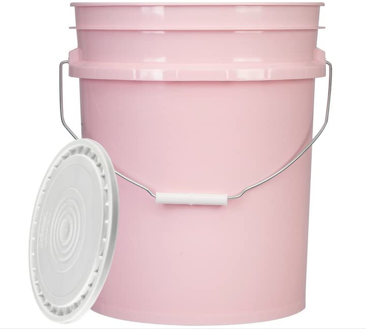 House Naturals 5 Gallon Pink Food Grade Plastic Storage Bucket with Lid Cover (Pack of 3) Made in USA (with White Easy Open Close Lids) - color: With White Easy Open Close Lids