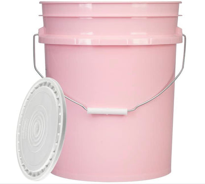 House Naturals 5 Gallon Pink Food Grade Plastic Storage Bucket with Lid Cover (Pack of 3) Made in USA (with White Easy Open Close Lids) - color: With White Easy Open Close Lids