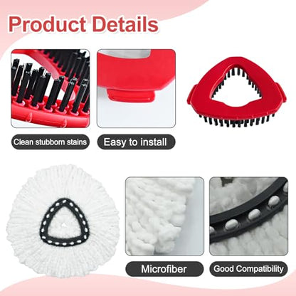 Mop Heads Replacement for Ocedar, Mop Replace Head for Ocedar EasyWring 1 Tank, Microfiber Spin Mop Refills, Include 5 Spin Mop Replacement Head Deep Cleaning Machine Washable with 2 Scrubber Mop Head - color: White-5 Mop Heads&2 Scrubber