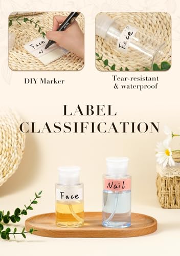 2 Pack Push Down Pump Dispenser, Empty Pump Bottle Dispenser with DlY Lables for Nail Polish, Makeup Remover, Alcohol, Facial Toner 5.1oz/150ML - size: 150ml/cc-2pcs