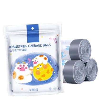 Healeved 69-count High Tenacity Drawstring Garbage Bags Thickened Portable Trash Bags for Kitchen and Home Use Fits Trash Cans to 37cm Diameter