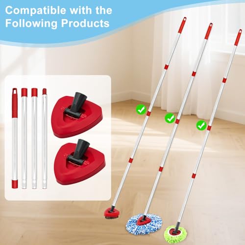 Spin Mop Handle & 2 Mop Base Replacement for O-Cedar RinseClean 2 Tank System, Adjustable 30-58" Telescopic Mop Stick Pole, Lightweight Durable Mop Handle Replacement Parts - color: 2pcs Set