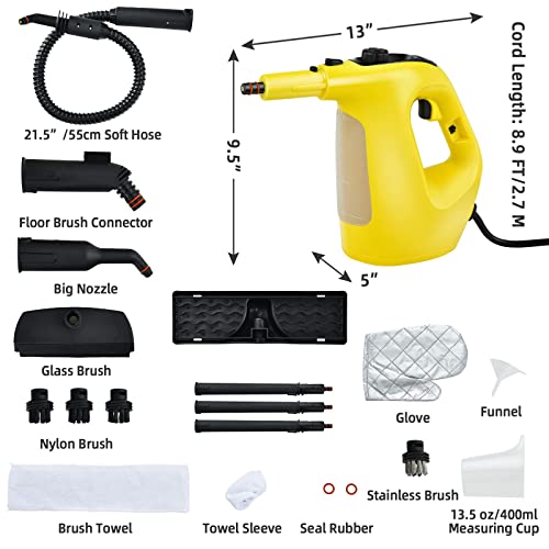Goplus Multipurpose Handheld Pressurized Steam Cleaner, Yellow - color: Yellow