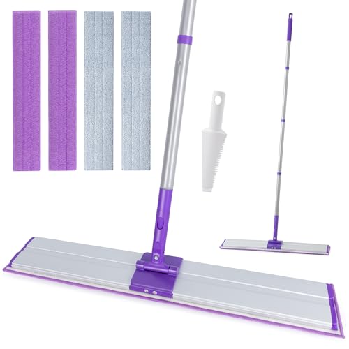 IVYROLL 24" Microfiber Mop for Floor Cleaning, Dry and Wet Floor Mop for Hardwood, Laminate, Tile, Vinyl, with 4 Washable Reusable Microfiber Pads