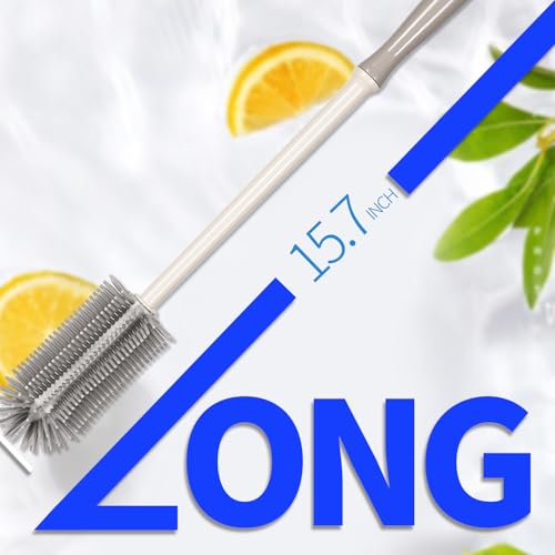 15.7" Bottle Brush Set - 4 Pack Water Bottle and Straw Cleaner Brush with Long Handle for Hydro Flasks, Sports Bottles, Tumblers, Glassware, Narrow Neck Containers - size: 4 Pack