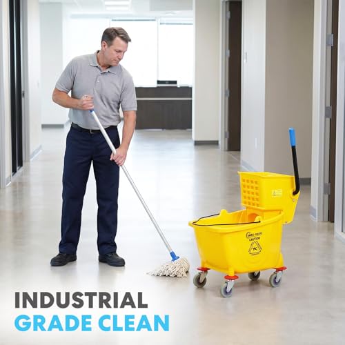 Simpli-Magic Commercial Mop Bucket with Side Press Wringer, 26 Quart – 50,000 Cycles Wringer – Industrial Mop Bucket with Wheels, Yellow - size: One Pack - Mop Bucket