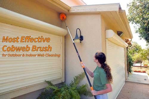 5-25 ft Cobweb Duster with Extension Pole // 30+ Foot High Reach Spider Web Cleaner Cobweb Brush for Outdoor & Indoor Web Cleaning // Lightweight & Sturdy Telescopic Pole // The Ultimate Dusting Kit - size: 25 feet