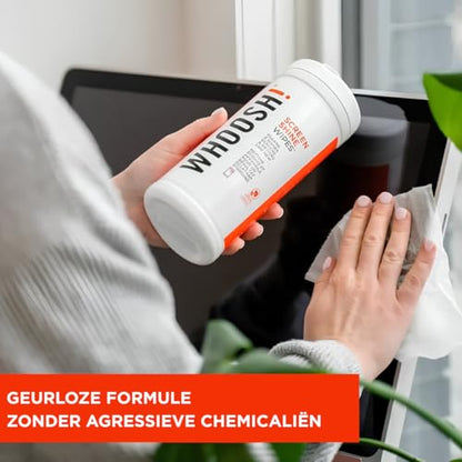 WHOOSH! Screen Shine 100 Count Touch Screen Cleaner Wipes for Car, OLED, TV, Eyeglasses, Laptop – Lint-Free, Non-Abrasive Wipes – Streak-Free Finish – Non-Toxic & Odorless – Microfiber Cloth Included - size: 1 Count (Pack of 100)