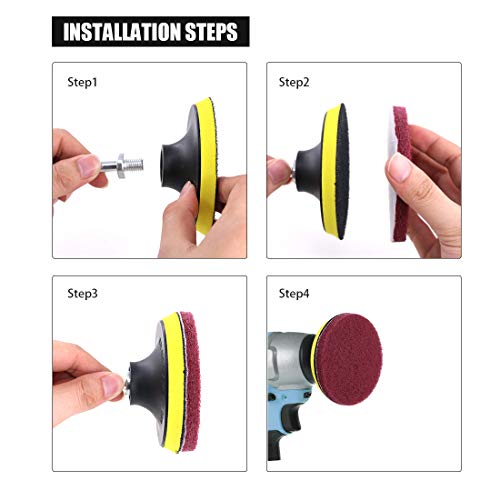 Glarks 16Pcs 5 Inch Drill Power Brush Tile Scrubber Scouring Pads Cleaning Kit with 5 Inch Disc Pad Holder for Bathroom & Kitchen Cleaning, 3 Different Stiffness (Red, Gray, Green)