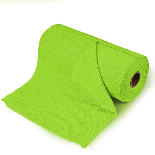wuyaoyao 50PCS Microfiber Cleaning Cloth Roll, 10"×10" Tear Away Microfiber Towels, Reusable Washable Cloth Paper Towels, Multi-Purpose Cleaning Rags for Car Home Kitchen Garage Shop (Green) - color: Green