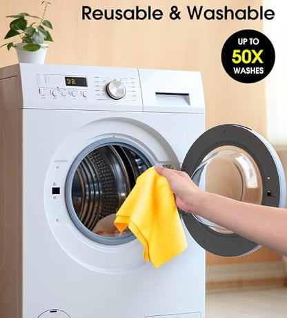 KitchLife Microfiber Cleaning Cloth Roll - Tear-Away Reusable Microfiber Paper Towels, Lint-Free, Washable, 20 Sheets for Kitchen, Car, Dishes, and Sensitive Surfaces (Yellow) - color: Yellow