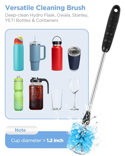 EasyAcc Water Bottle Cleaner Brush, 3 Pack 15 Inches Straw Brush Cleaner for Owala Stanley Hydroflask, Long Handle, with Straw Cleaner & Nipple Brush, for Coffee Mugs, Ice Tea Jars - color: Dark Blue