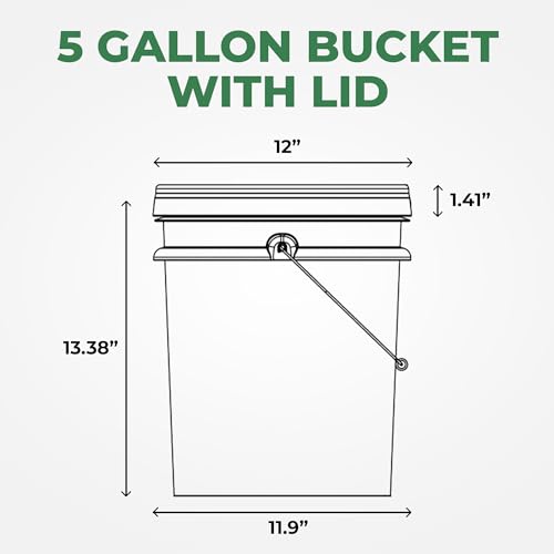 EconoHome 5-Gallon Black Bucket Pail Container with Lid | Metal Handles with Plastic Grip | Easy Stack and Store | Heavy-Duty, Approx 90 MIL, Extra Durable | Food Grade | BPA Free - 2 Pack - color: Black, size: 2 Pack
