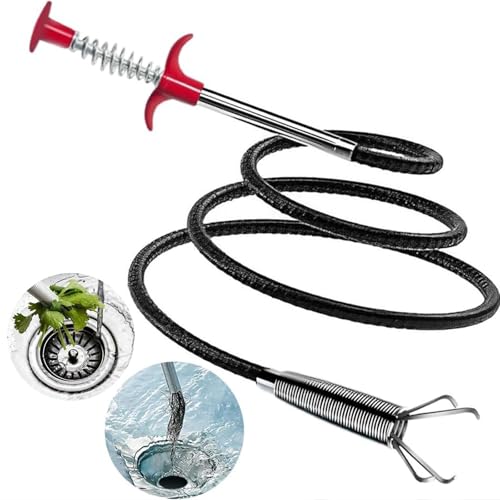 Drain Snake 116 Inch Flexible Claw Grabber Tool with 4 Claws Bendable Hose - Flexible Grabber Claw Pick Up Reacher Tool for Clogged Drains Opener Cleaning - color: 116inch