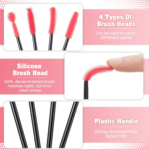 20 Pcs Nook and Cranny Sewing Machine Cleaning Brushes for Quilting Supplies Reusable Silicone Dense Bristles Cleaning Brushes for Sewing Machine Internal and Spool Area(Black, Bright Pink) - color: Black, Bright Pink