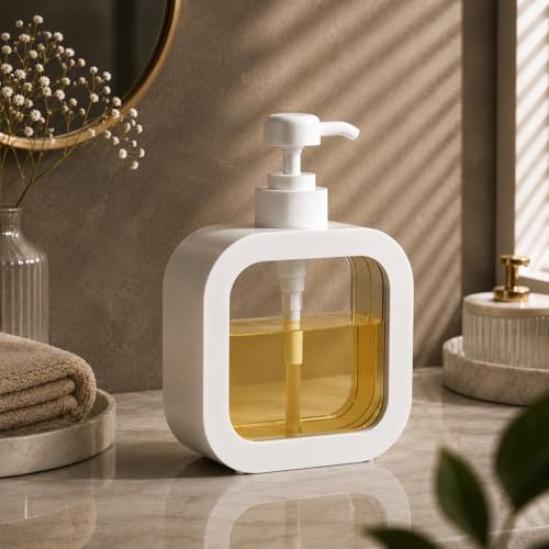 Manual Pump Dispenser Bottle 300ml, Decorative Refillable Soap Lotion Dispenser for Kitchen Bathroom Sink, Travel Portable Leak Proof Container for Dish Soap Shampoo