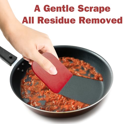 Pan Scraper, 5 Pcs Pot Scraper Plastic, Pot Scraper Non Scratch for Cast Iron, Pot and Pan Cleaning, Sturdy Scraper Kitchen Tool, Red - color: Red, size: 5 Pcs