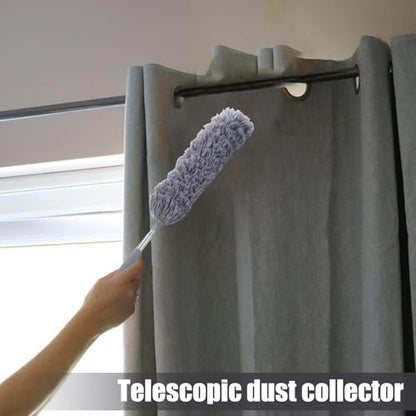 Extendable Feathers Duster Bendable Microfiber Long Handled Duster, Flexible Hand Cobweb Cleaner with Telescoping Pole for Cleaning High Ceiling Fans, Cars, Blinds, Cobweb, Furniture - color: Gray
