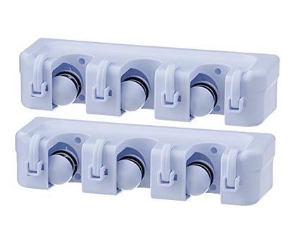 Superio Mop & Broom organizer 3-Slots (White 2-Pack) - color: White, size: Medium, 2-pack